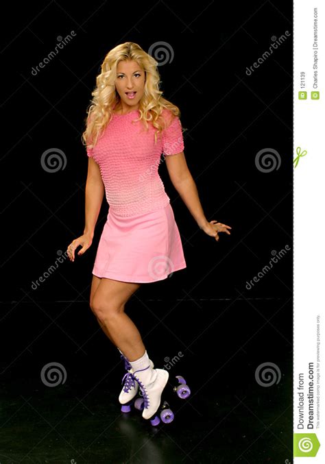 Roller Skate Girl Stock Image Image Of Blue Blonde