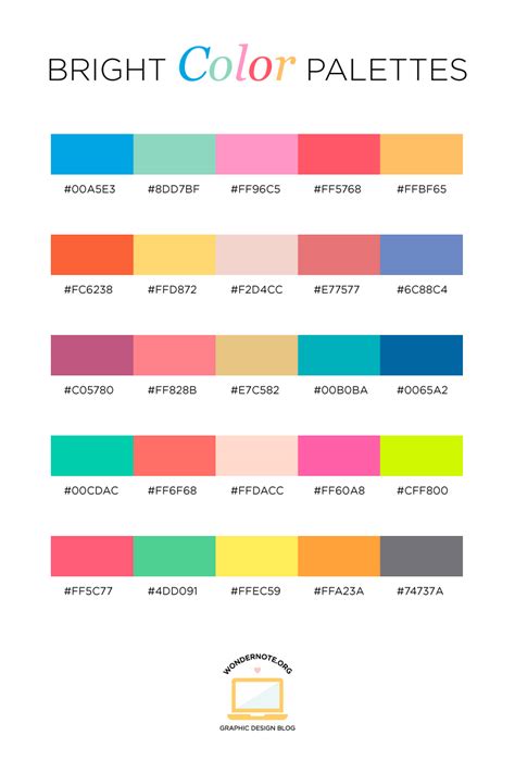 color palettes  web digital blog graphic design  hexadecimal codes wondernote