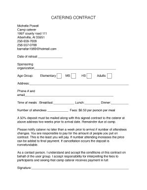 catering services agreement sample master  template document
