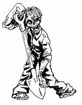 Peur Zumbi Personnages Pelle Sheet Coloriages Zumbis Dedans Greatestcoloringbook sketch template