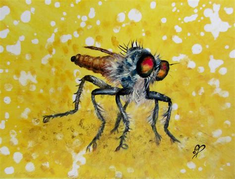 robber fly oil painting  canvas animal insect bug bugs art