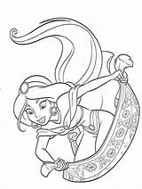 Coloring Jasmine Carpet Disney Pages Princess Flying Book sketch template