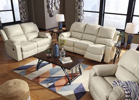rackingburg cream reclining living room set  signature design