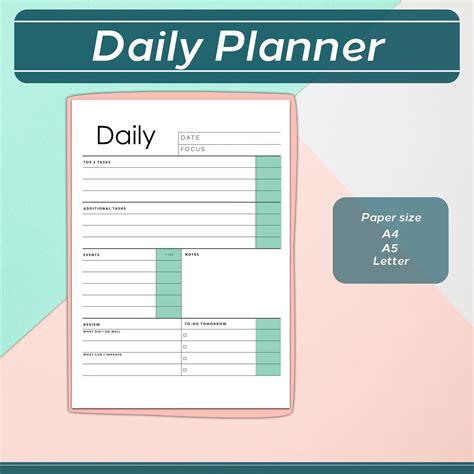 adhd daily planner template