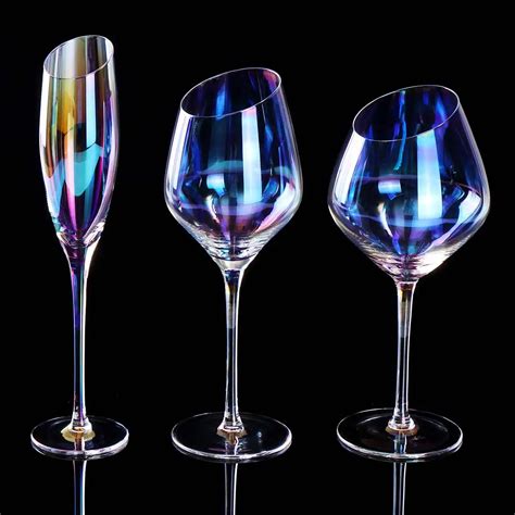 rainbow plated crystal glass wine slanting glasses wineglass cup