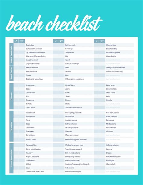 printable beach packing list miles blog