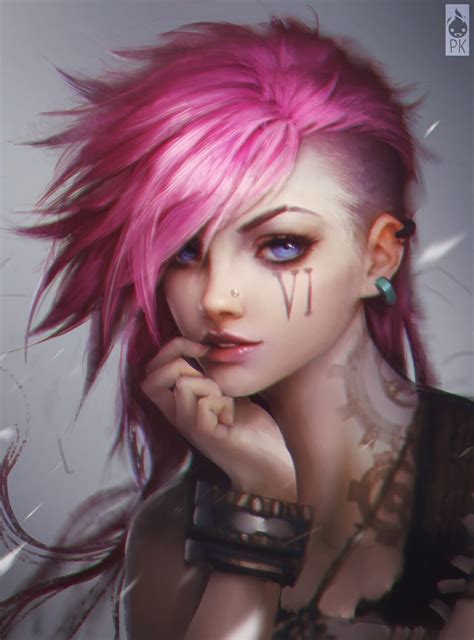 pink hair blue eyes punk girl fantasy wallpapers hd