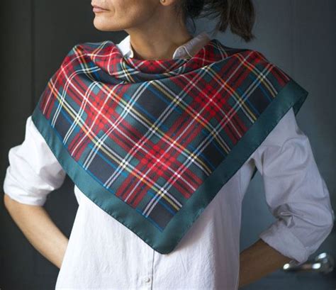 scottish tartan print scarf neck scarf featuring forest etsy scarf