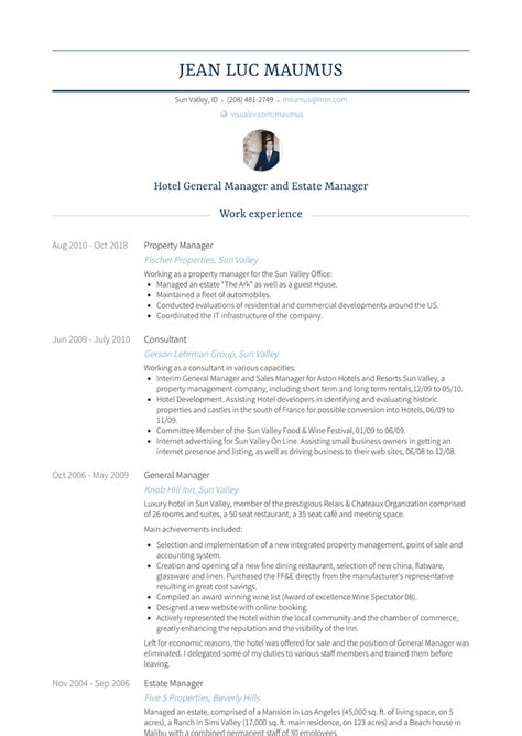 property manager resume samples  examples visualcv