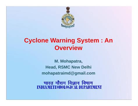 cyclone warning system  overvie cyclone warning system  overview  mohapatra
