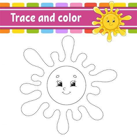 premium vector trace  color coloring page  kids handwriting