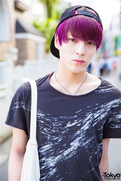 Harajuku Guy W Purple Hair In Uniqlo Skinny Jeans