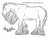 Gypsy Coloring Horse Pages Draft Vanner Wagon Caravan Template Lines sketch template