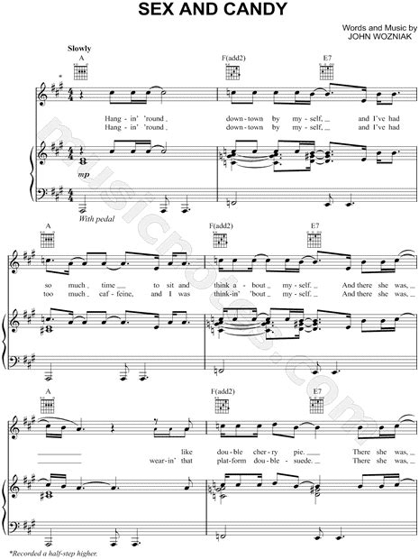 maroon 5 sex and candy sheet music in a major transposable download and print sku mn0145440