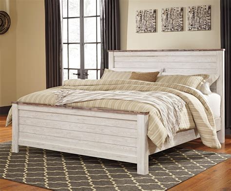 signature design  ashley willowton  tone king panel bed  plank
