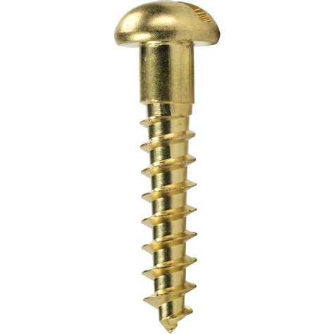 2 Round Head Slotted Drive Wood Screws Solid Brass All Lengths In