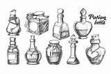 Potion Drawing Bottle Potions Poison Magical Jars Colouring Witch Creativemarket sketch template