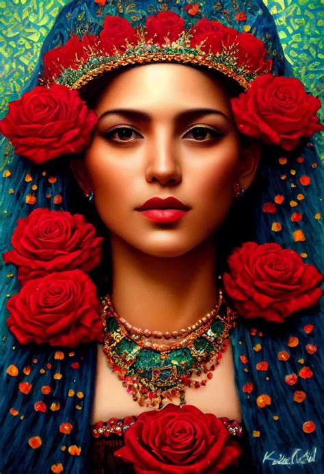 Closeup Portrait Of Beautiful Mexican Queen With Deep Midjourney