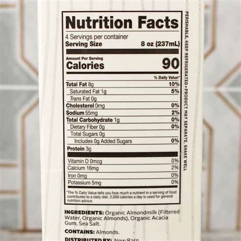 nutrition label almond milk besto blog