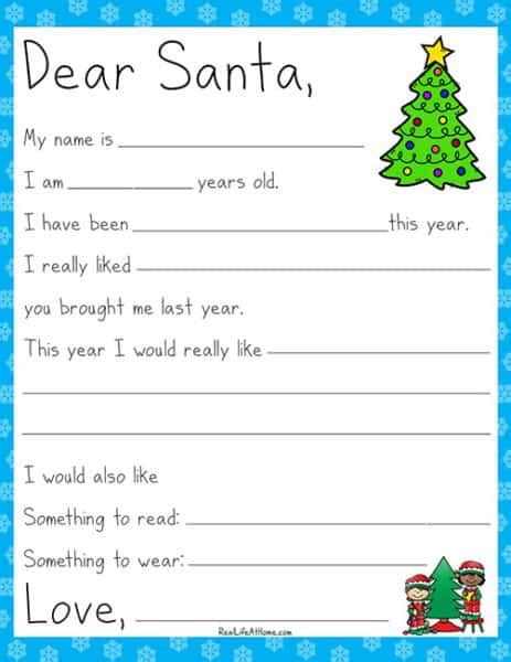 letter  santa printable template  kids  fill