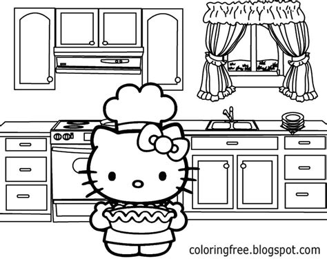 kitty kitchen coloring pages  kitty kitchen  kitty
