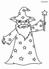 Wizard Coloring Fairy Pages Wand Printable Magic Cute Fables Tale sketch template