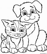 Coloring Cat Dog Pages Cute Printable Book sketch template