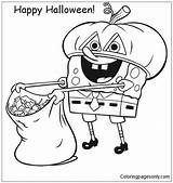 Spongebob Pages Halloween Coloring Print Kids sketch template