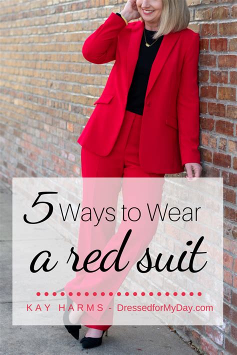 ways  wear  red suit dressed   day