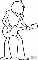 Coloring Pages Rock Guitarist Guitar Star Drawing Printable Band Boy Supercoloring Template Sketch Silhouettes sketch template