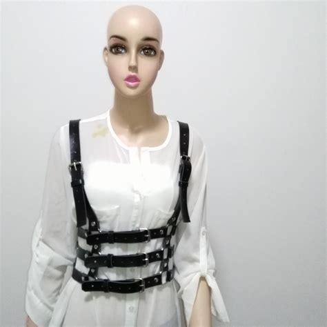 women handmade leather punk harness sexy chest belt harajuku body