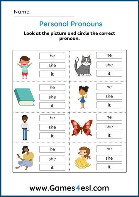 Personal Pronoun Worksheets