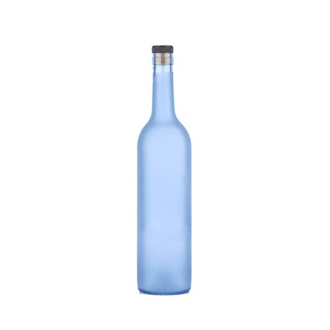 Wholesale Premium Quality 750ml Frosted Blue Empty Glass Wine Bottle