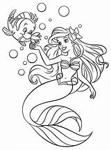 Sirenetta Ariel Sirena Sirene Colora Flounder sketch template