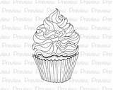 Cupcake Digi Lineart Stamp sketch template