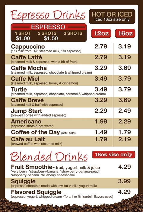 coffee shop menu  description google search   coffee