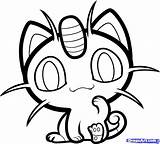 Meowth Coloring Pokemon Chibi Pages Getdrawings sketch template