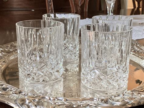 crystal  fashion glasses set   lead crystal manhattan glasses vintage lowball cocktail