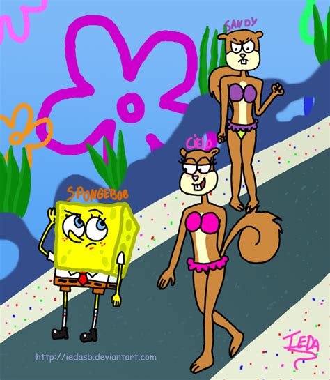 spongebob cielo and sandy by iedasb on deviantart