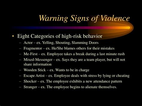 warning signs  violence