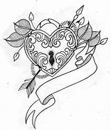 Heart Drawing Locket Lock Tattoo Drawings Tattoos Key Coloring Pages Chained Pencil Getdrawings Shaped Rose Draw Choose Board Badass sketch template