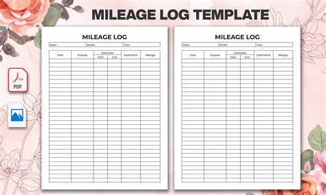 printable mileage log form printable templates