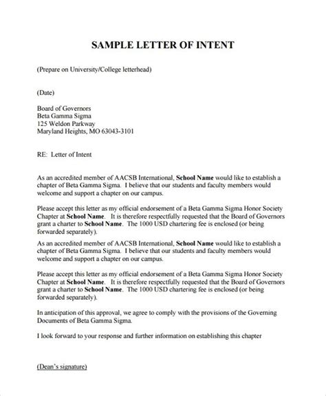 sample letter  intent  university   ms word