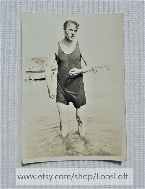 Vintage Summer Photo Man In Wet Bathing Suit Etsy In