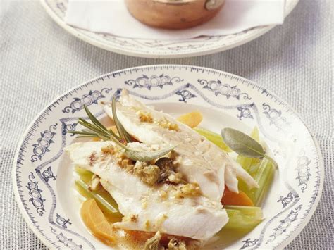 Italian Poached Sea Bass With Vegetables And Sauce Recipe Eatsmarter