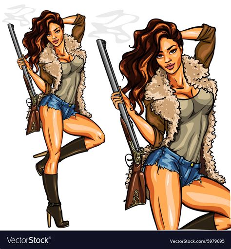 Pretty Girl With Shot Gun Royalty Free Vector Image