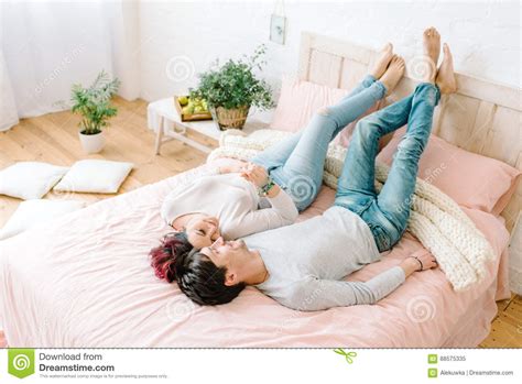 Couple In Love On The Bed Stock Image Image Of Lifestyle 88575335