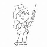 Coloring Syringe Doctor Outline Cartoon Kids sketch template