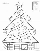Christmas Number Color Coloring Worksheets Tree Addition Grade Math Pages Pre 2nd 3rd Printable 1st Worksheet Printables Fun Numbers Kids sketch template