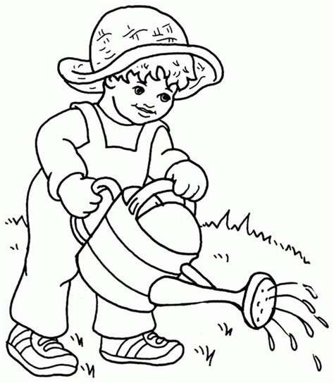 kid watering plants coloring page coloring sky